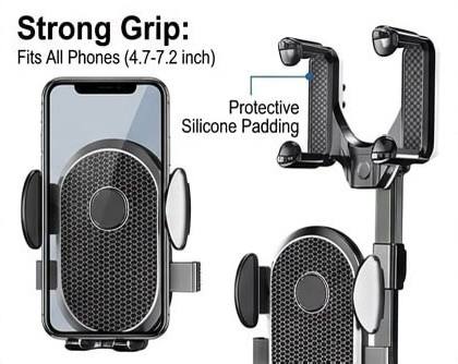 AutoGloss™360° Rearview Mirror Phone Holder