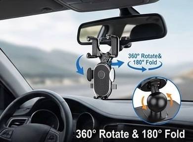 AutoGloss™360° Rearview Mirror Phone Holder