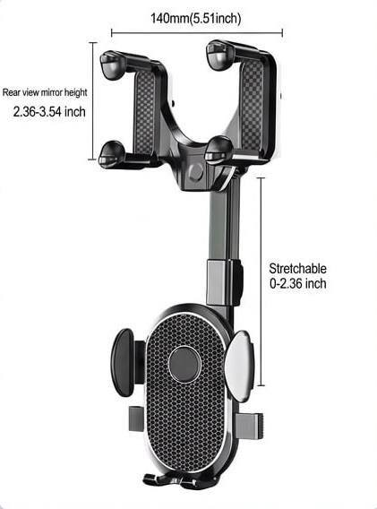 AutoGloss™360° Rearview Mirror Phone Holder